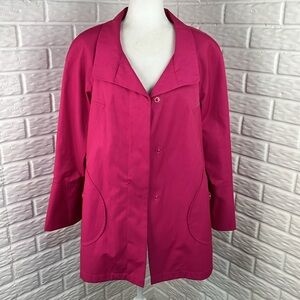 GALLERY RAIN TRENCH SWING COAT HOT PINK NWOT SIZE MED